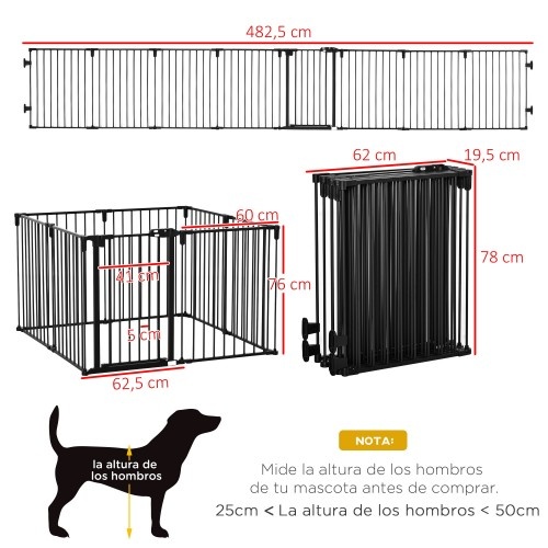 Parque dobrável de aço para cães PawHut