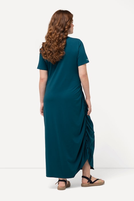 Jersey-Maxikleid, Rundhals, Halbarm, Biobaumwolle