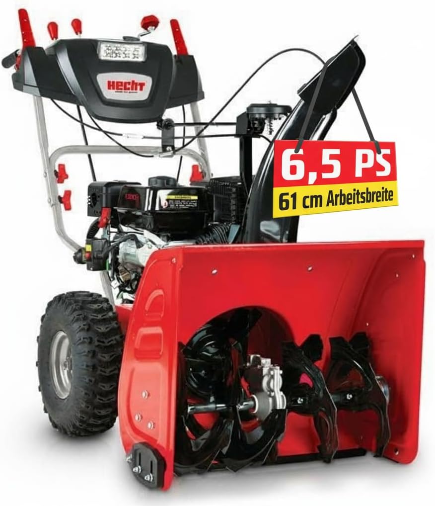 Hecht 9661SE Benzin Schneefräse (E-Start, 4,5 kW/ 6,5 PS, LED-Strahler, Antrieb, 13m Wurfweite)