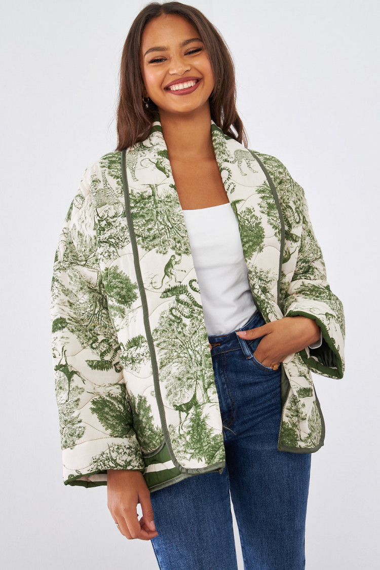 Veste matelassée kaki à motif jungle
