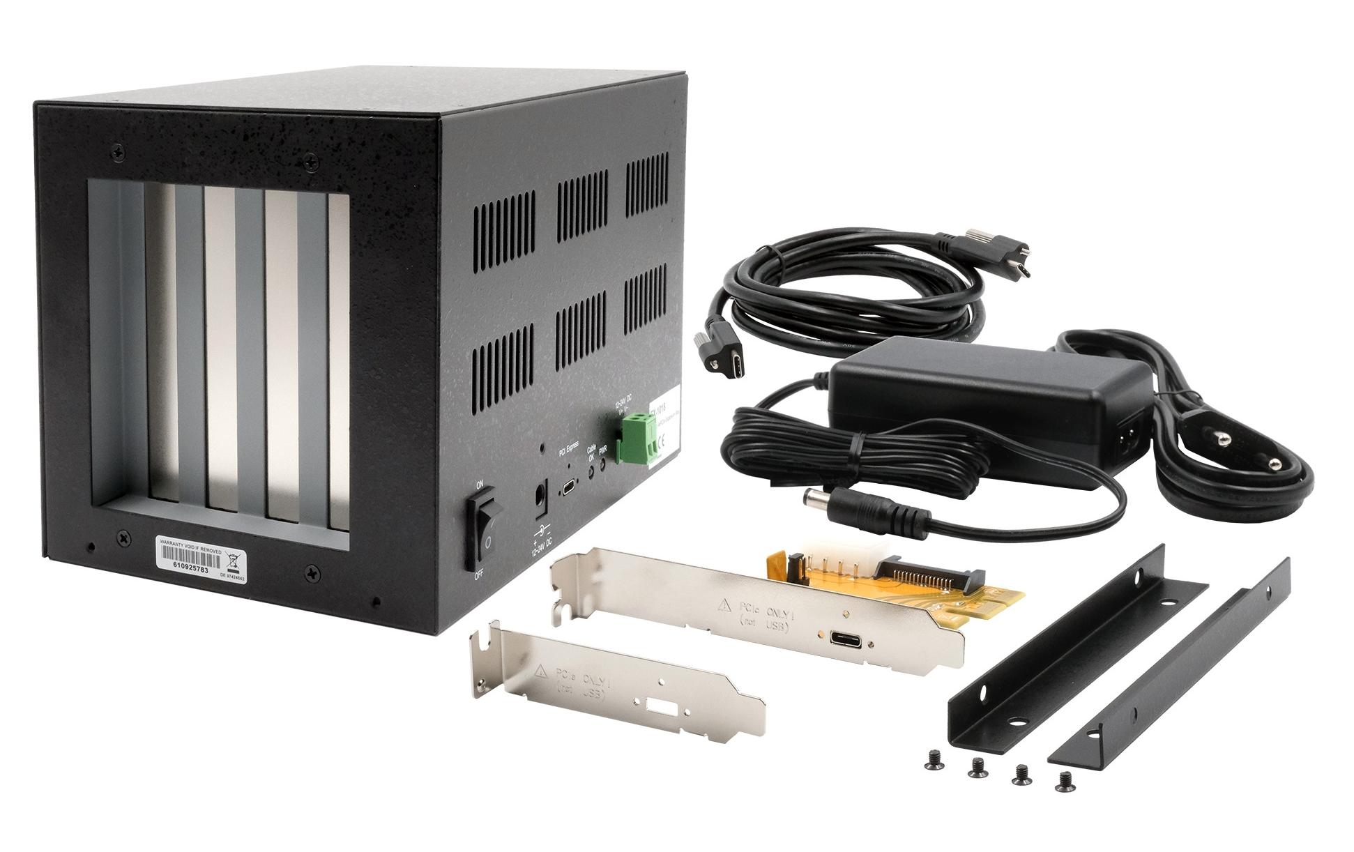 Konverter EX-1018<br>Expansion-Box mit 4x PCIe x1 Slots und PCIe x2 Host Card, für kurze Karten bis 20 cm