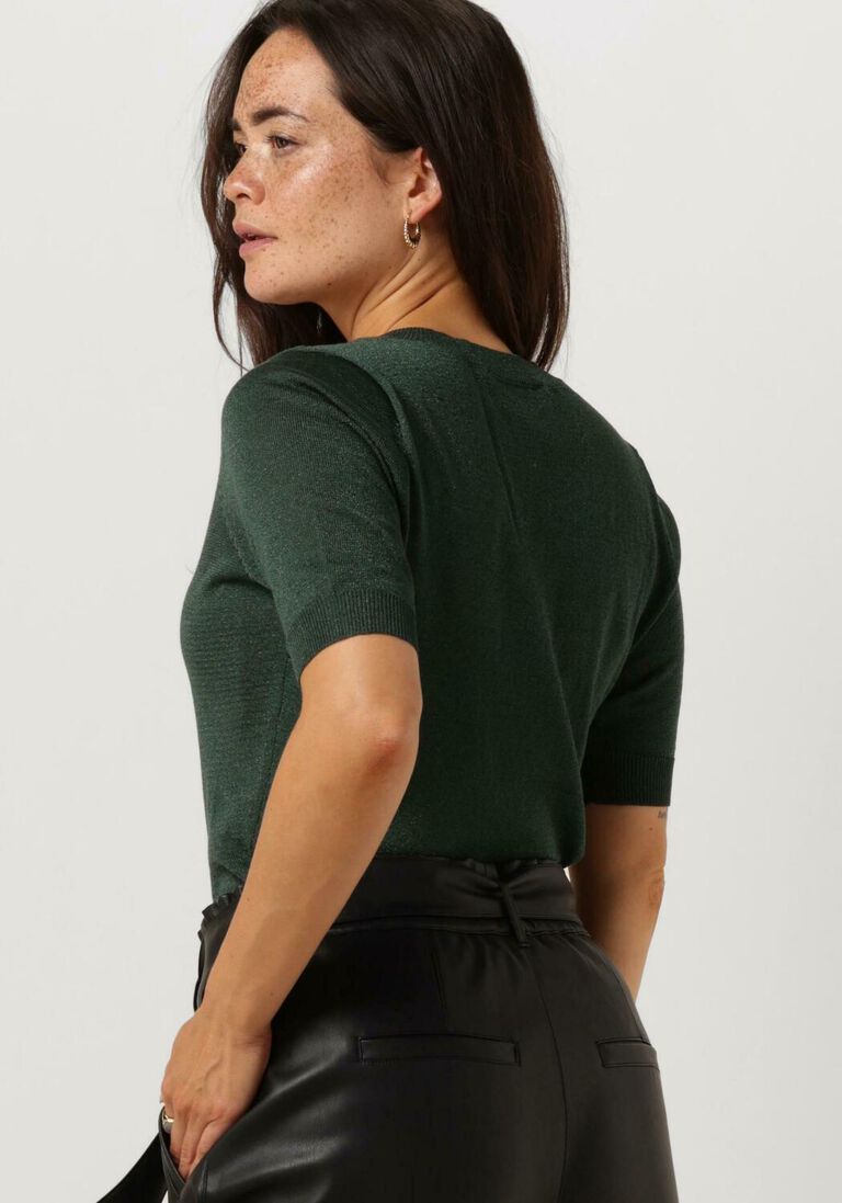 MINUS groene minus top milla metallic v-neck knit t-shirt