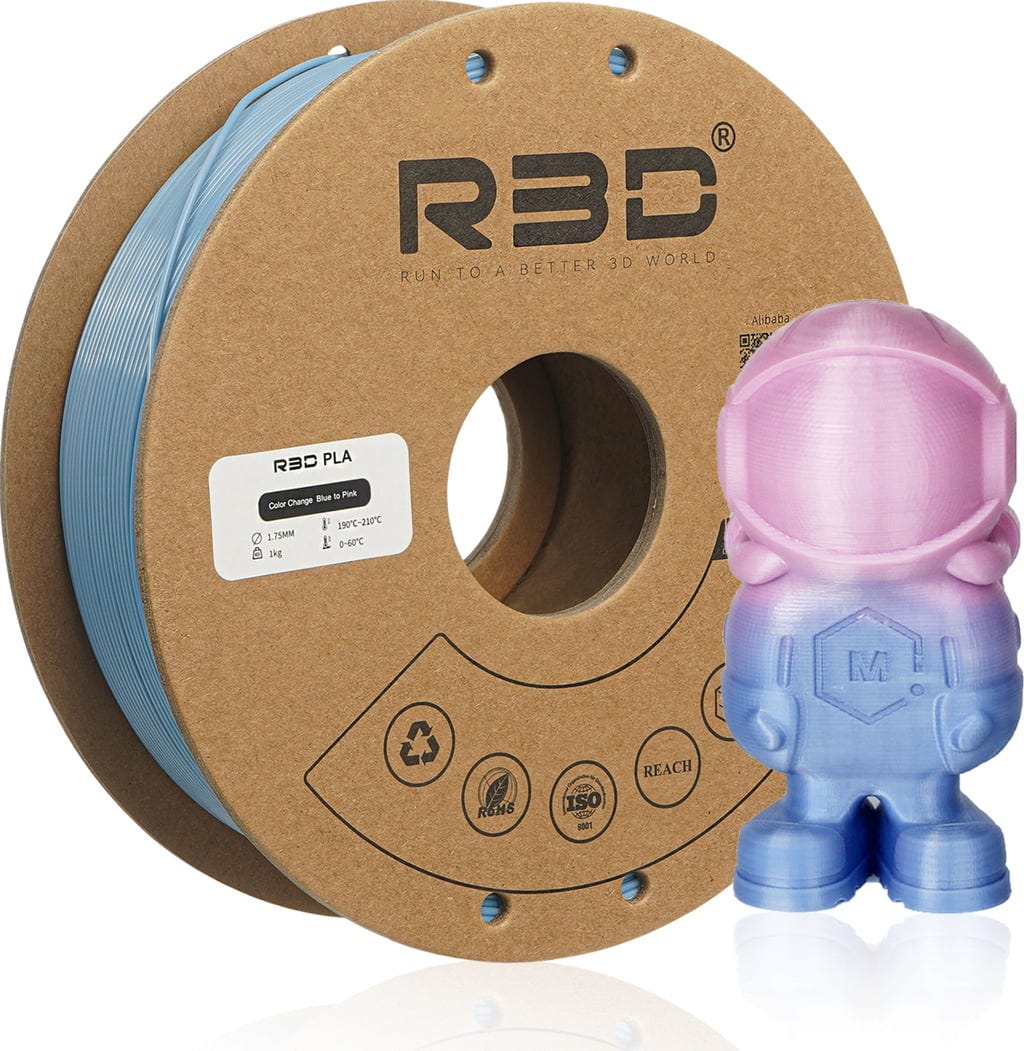 R3D  PLA Color Change Blue to Pink, 1.75 mm / 1000 g    Farbwechselndes PLA-Filament in Blau-Pink