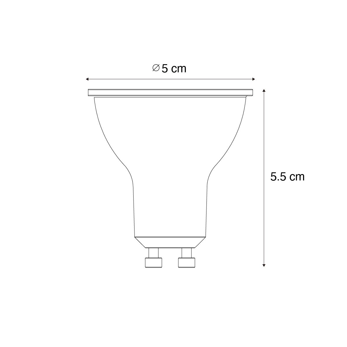 Set van 5 GU10 dimbare LED lamp 3W 200 lm 4000K