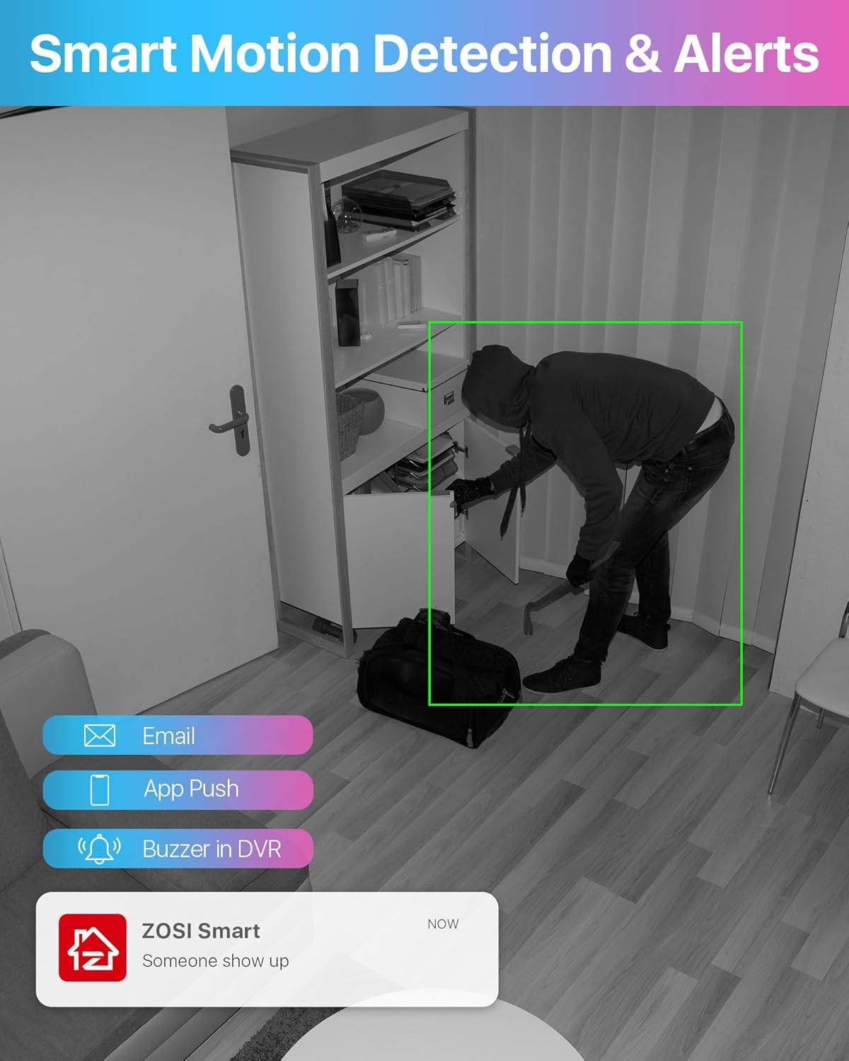 ZOSI 1080P Außen Überwachungskamera Set 8CH H.265+ 2MP DVR mit 4X 1080P Dome Kamera ohne Festplatte 24M IR Nachtsicht für Heimüberwachung