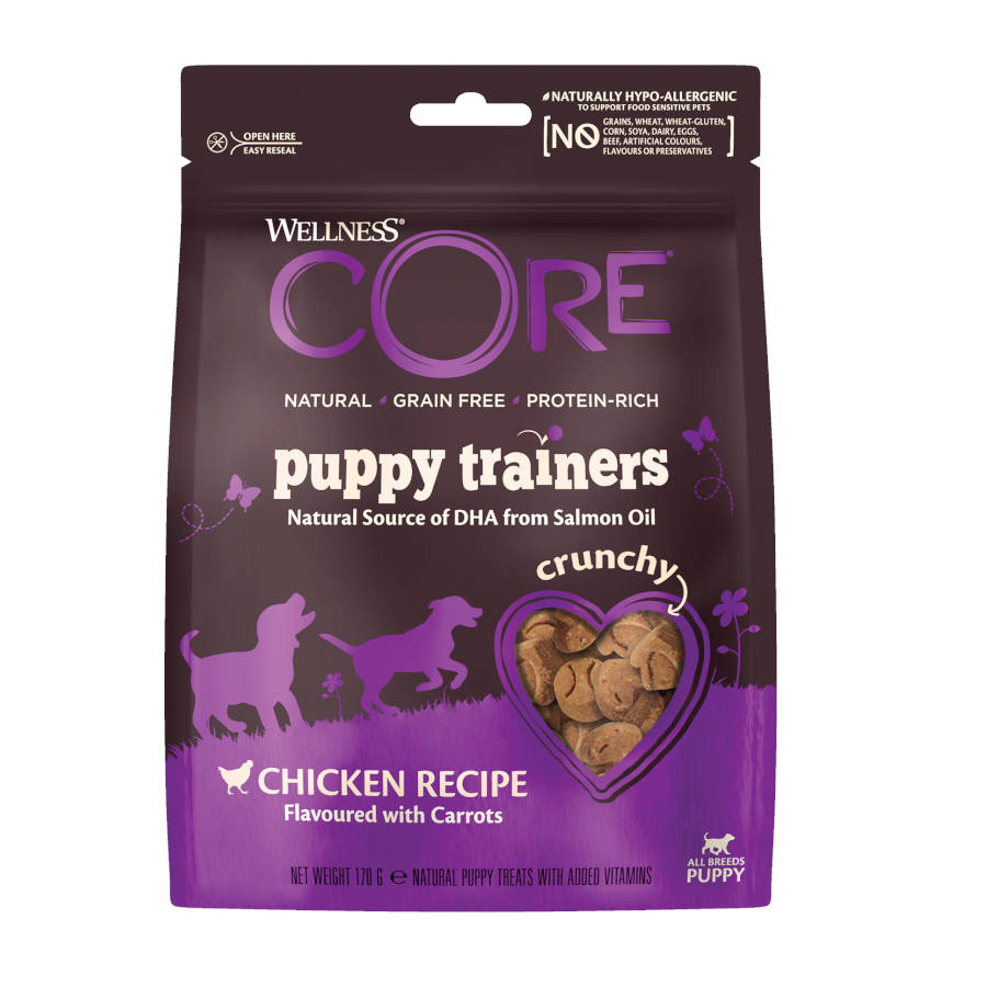 Petiscos Wellness Core Puppy Trainers sabor Frango para Cães, 170g