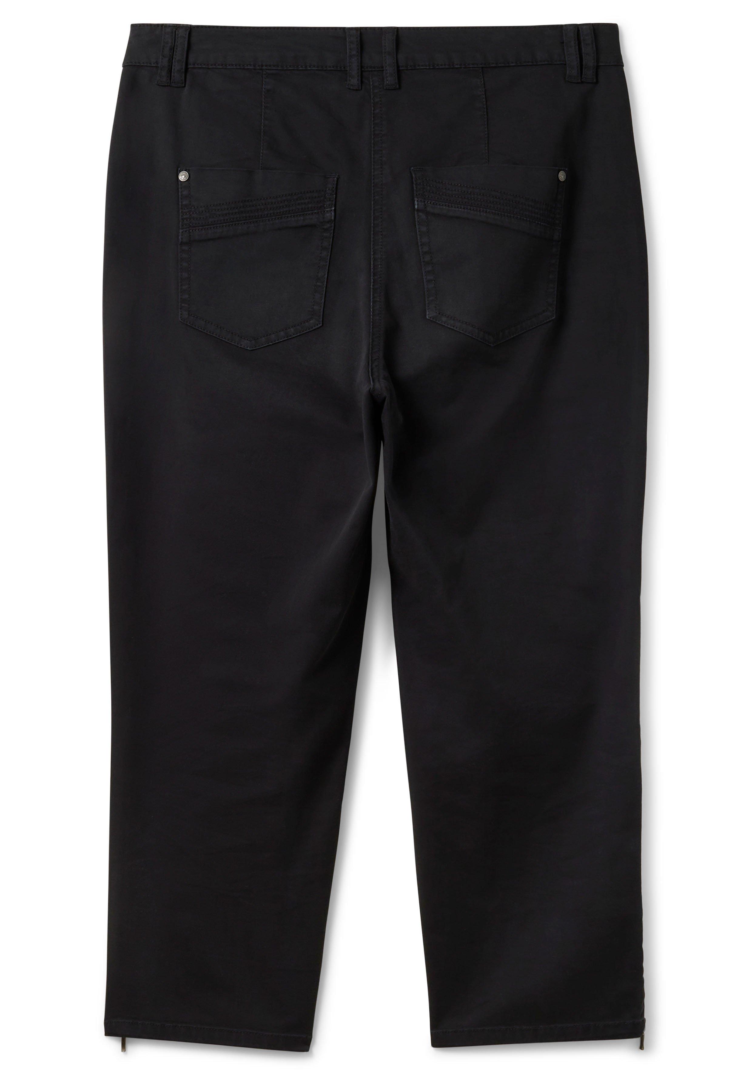 Schmale Twill-Hose in 7/8-Länge, mit Zipper-Details