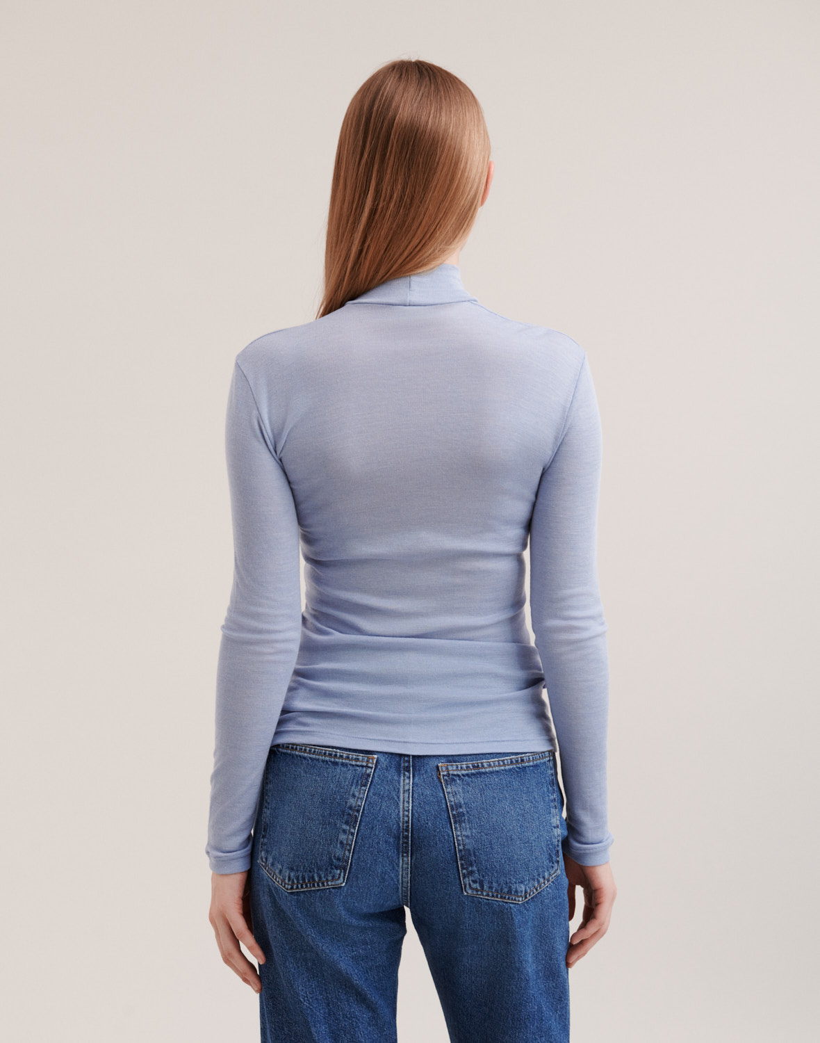 Shirt met hoge hals van merinowol/zijde voor dames