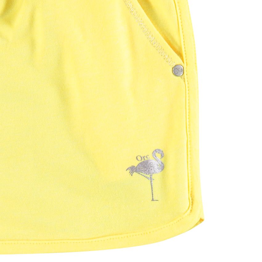 Short en jersey print flamant rose - Jaune