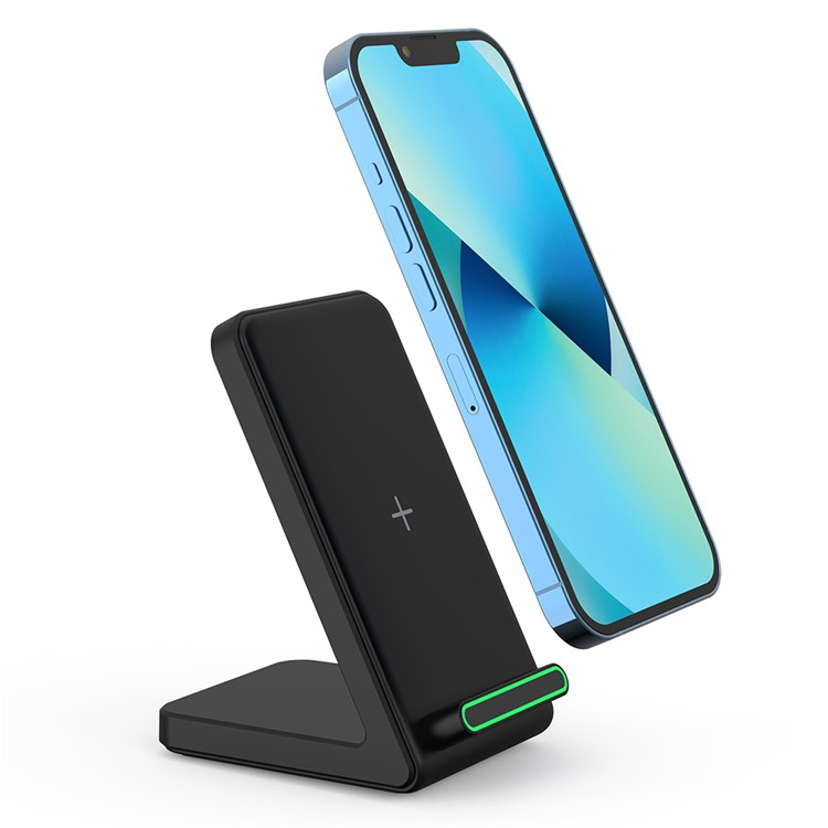 (15W) Qi Wireless Charger Induktionsladegerät Ladestation mit LED - Schwarz