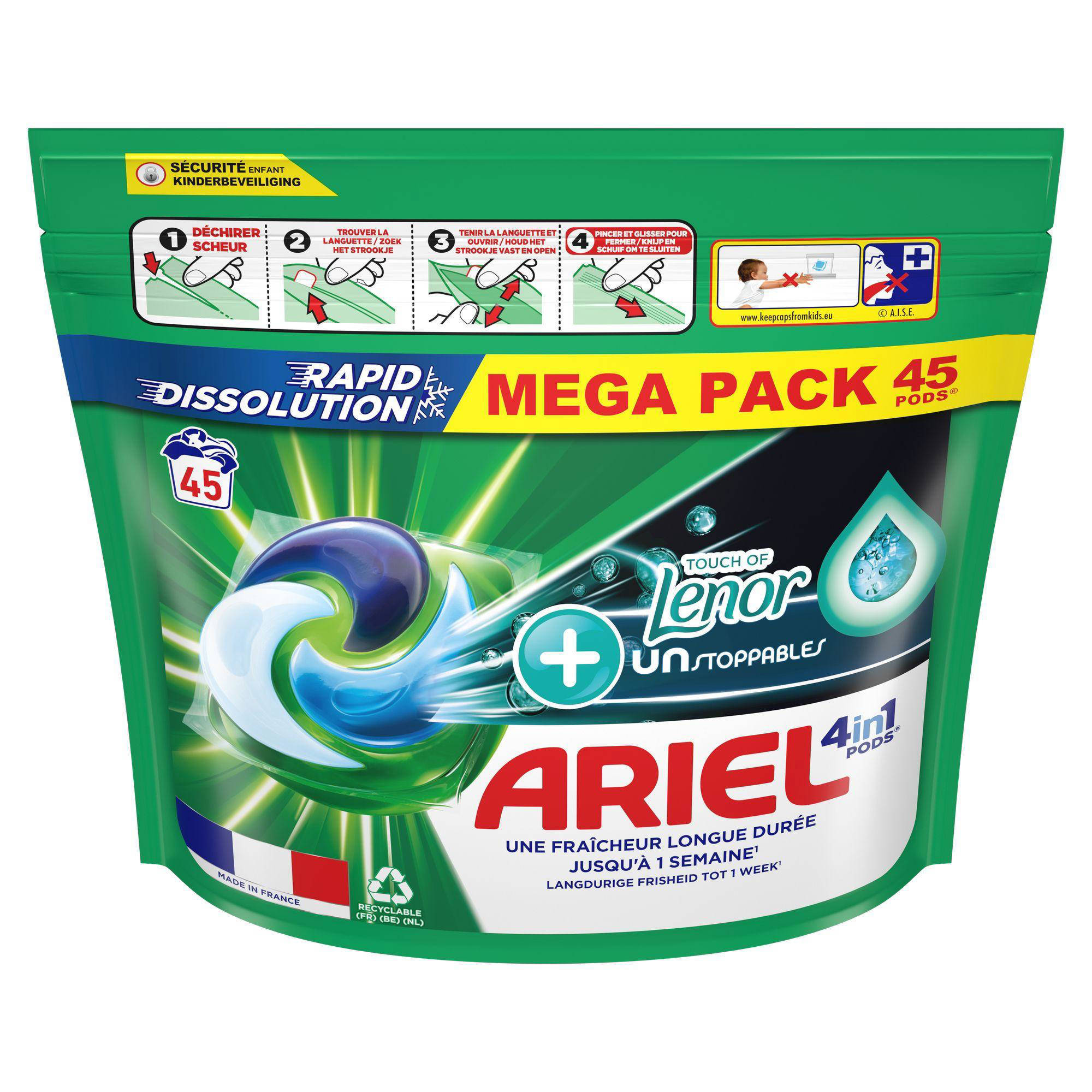 Ariel 4in1 PODS wasmiddelcapsules +Touch Of UNS - 3 x 45 wasbeurten - 135 wasbeurten