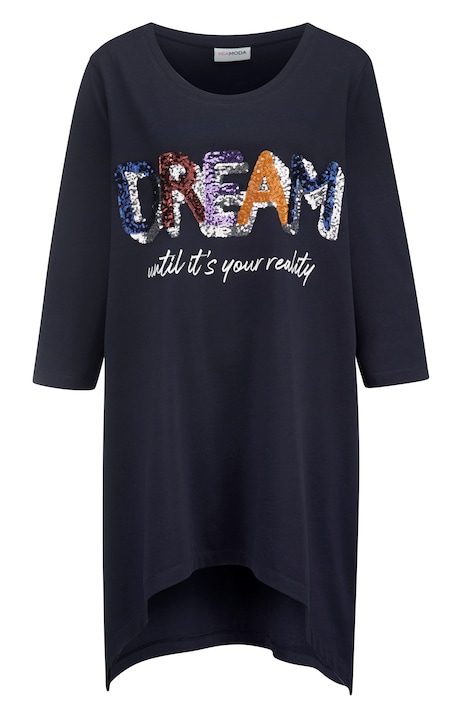 Longshirt, Pailletten-Schriftzug, Zipfelsaum