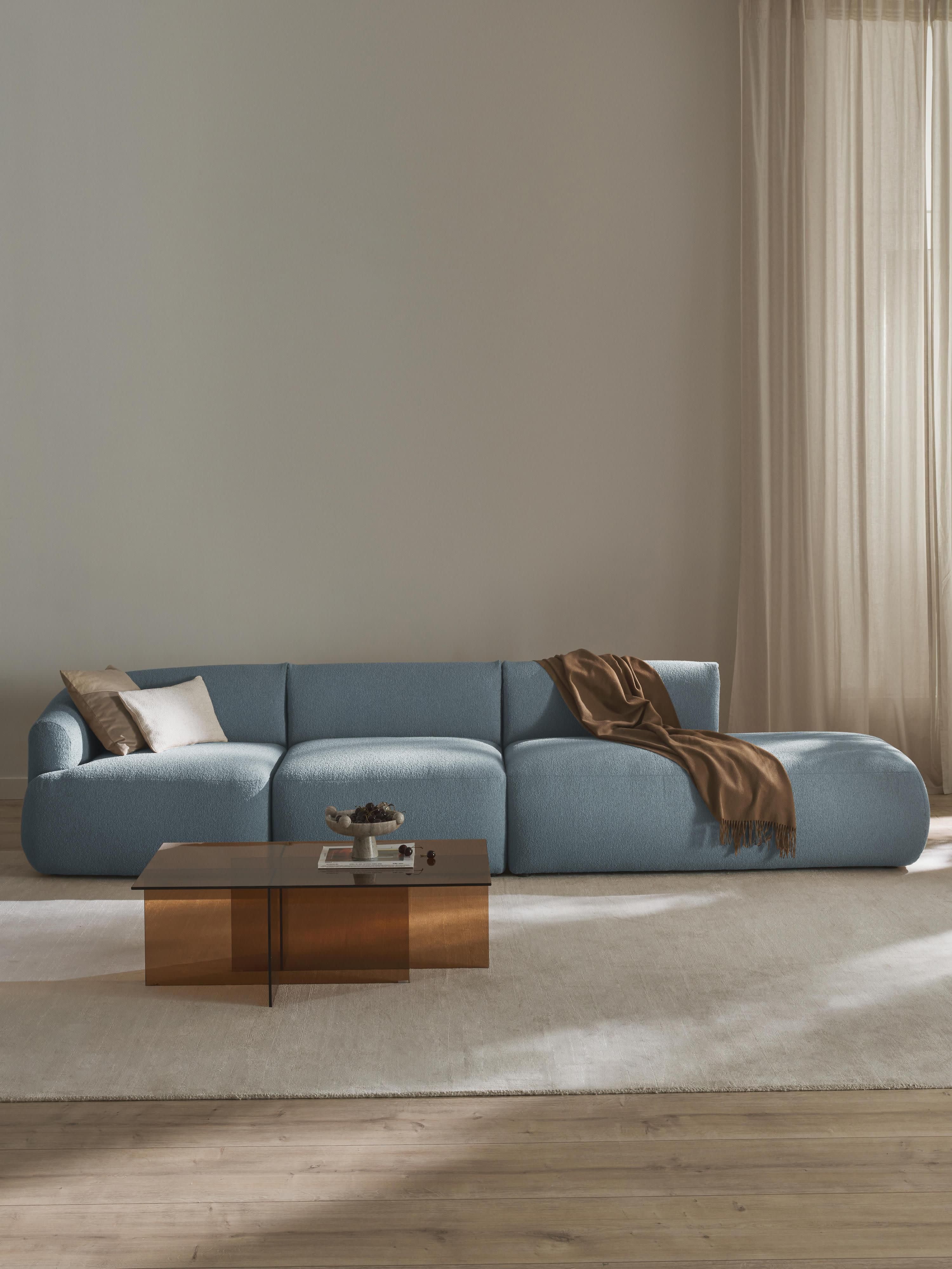 Modulaire XL chaise longue Sofia van bouclé stof