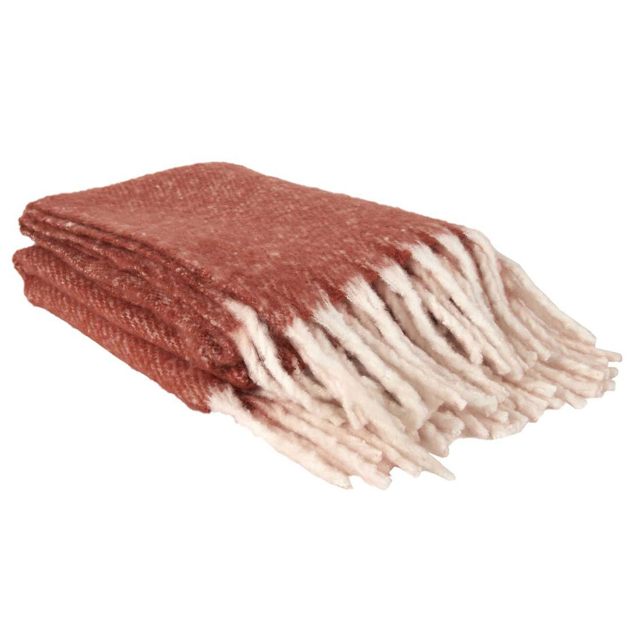 Home Deco Factory Plaid à franges terracotta - 120x150 cm