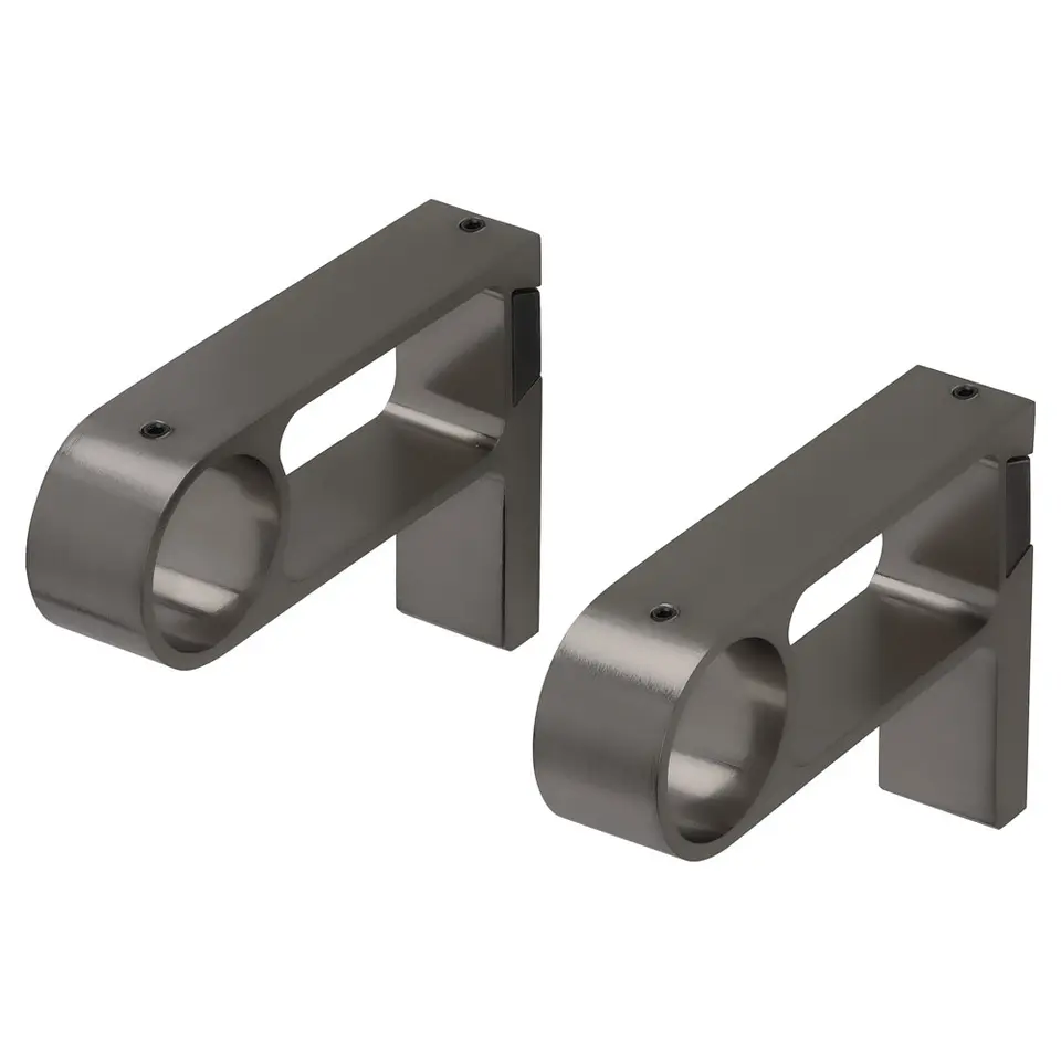 Wandsteun gordijnroede Hooked - gun metal - Ø28mm - S/2 (2016383)