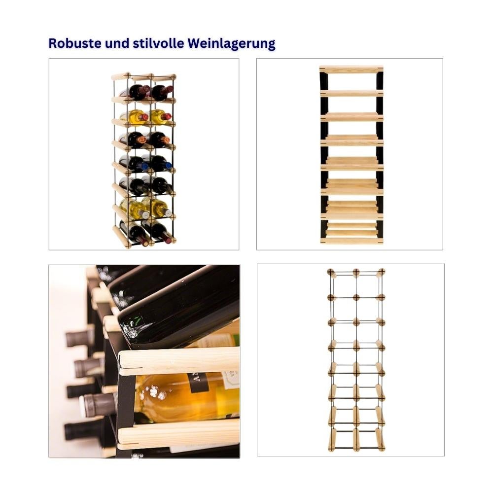 PROREGAL Modulair Wijnrek Vinotega Mod Metaal HxBxD 72,5 x 22,5 x 24,5 cm 2 x 7 Flessen Massief grenenhout Bruin Geolied