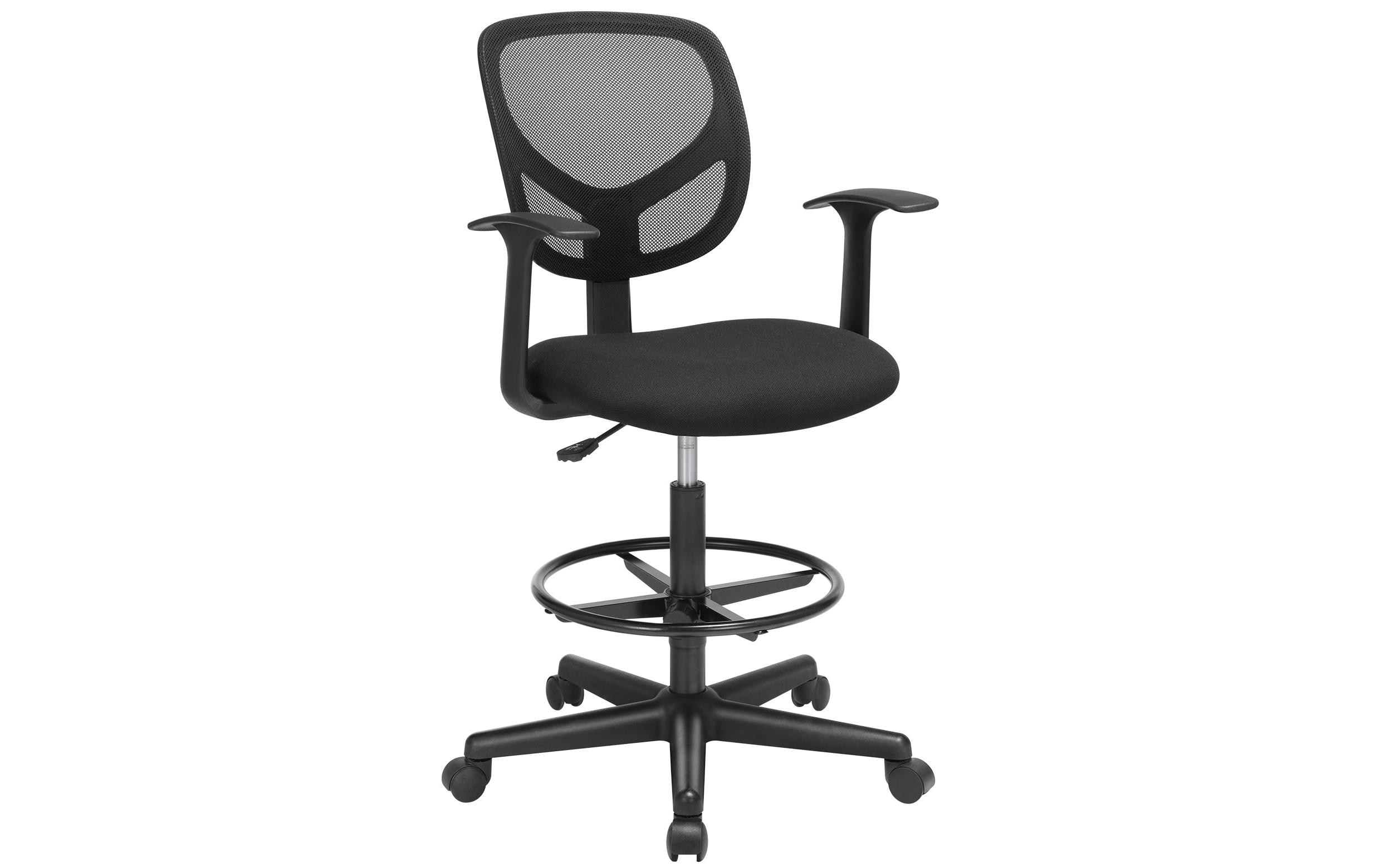 Bürostuhl mit Armlehnen und Fusskreuz, Schwarz<br>Bequemer und ergonomischer Schreibtischstuhl