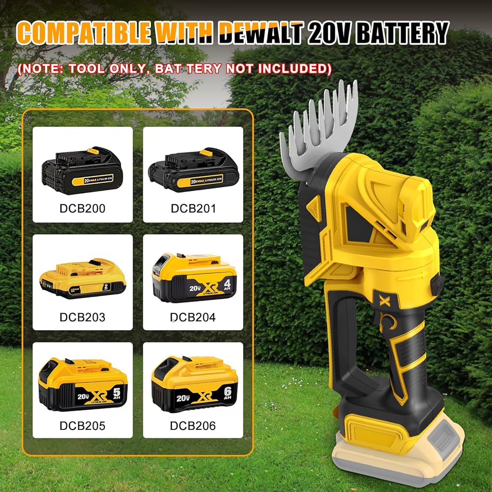 Taille-haie et cisaille à Gazon sans Fil 2 en 1, Cisaille à Gazon et Arbustes Compatible avec Dewalt 20V Batterie, Cisaille haie avec 2 Lames pour Tailler Les arbustes et l'herbe (sans Batterie) : Jardin