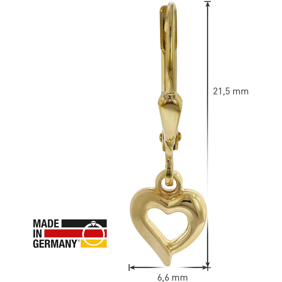 trendor Kinder-Ohrringe Herz Gold auf Silber 925 für Mädchen gold