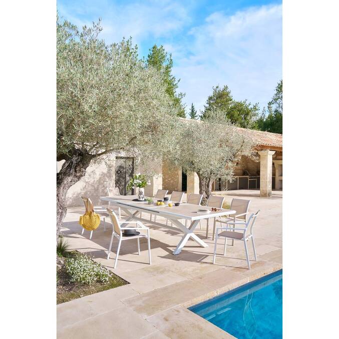 Fauteuil de jardin empilable ESSENTIA Lin / Blanc