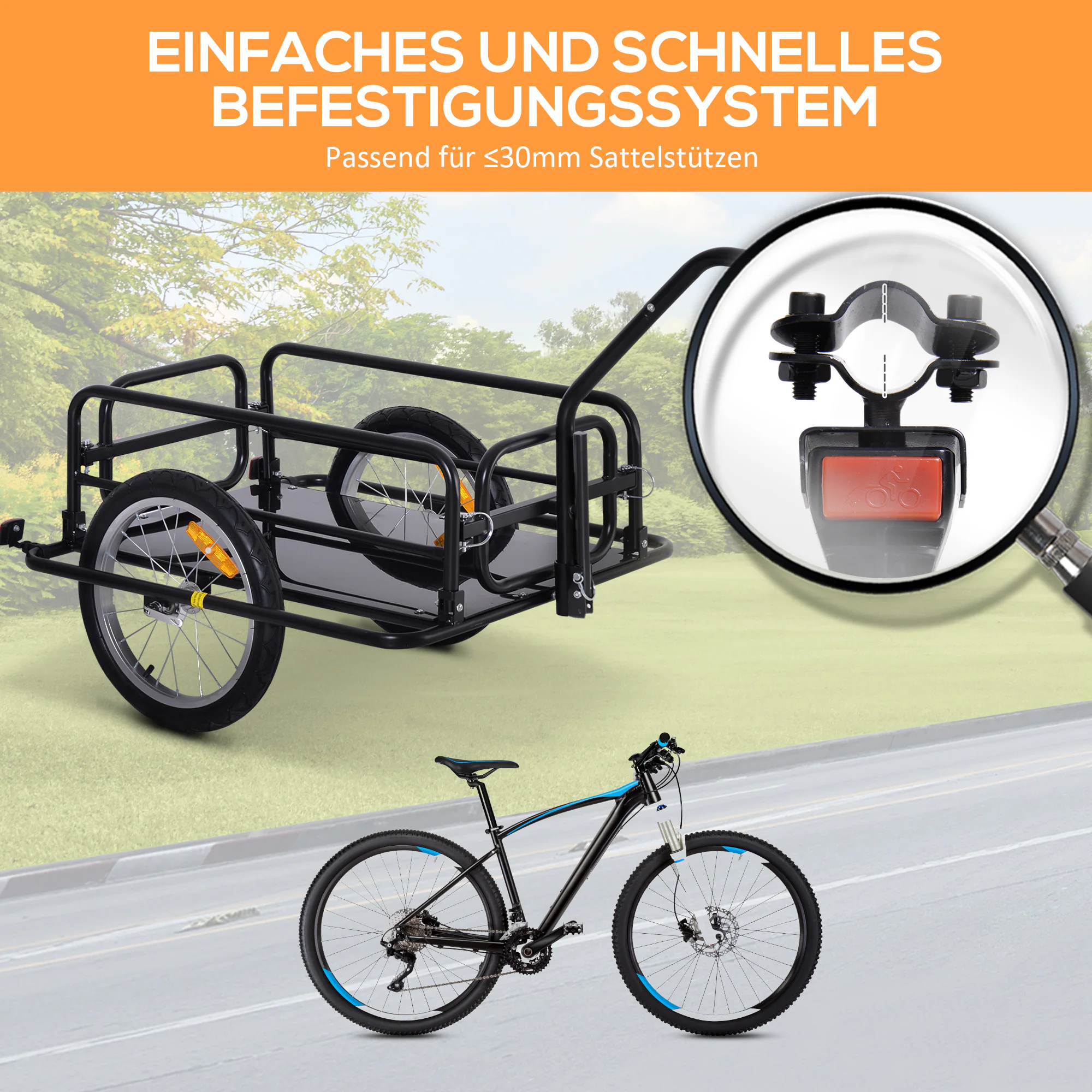 HOMCOM Transportanhänger/-wagen schwarz 156 x 72 x 82 cm (LxBxH)