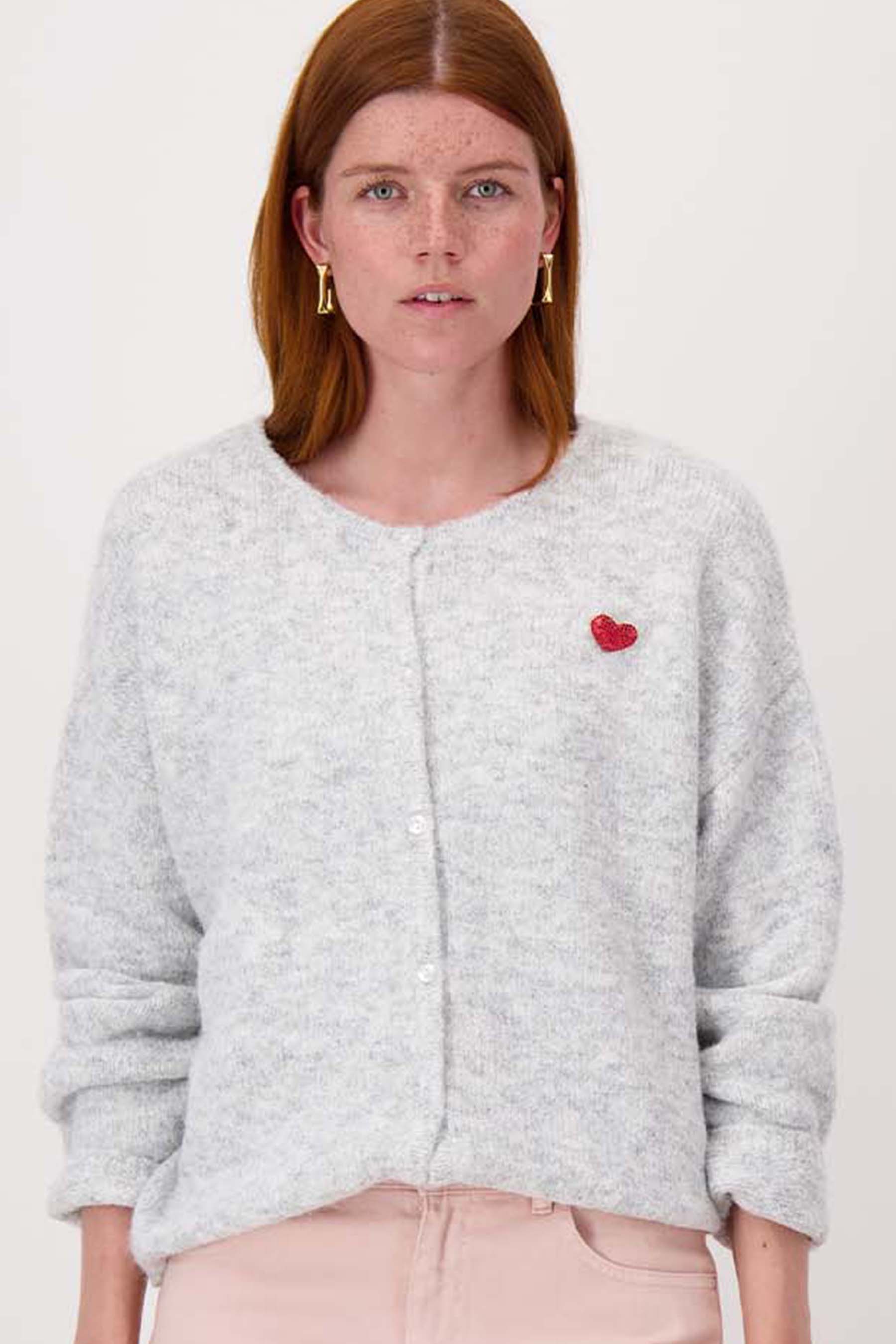 basic vestje lange mouw met broche