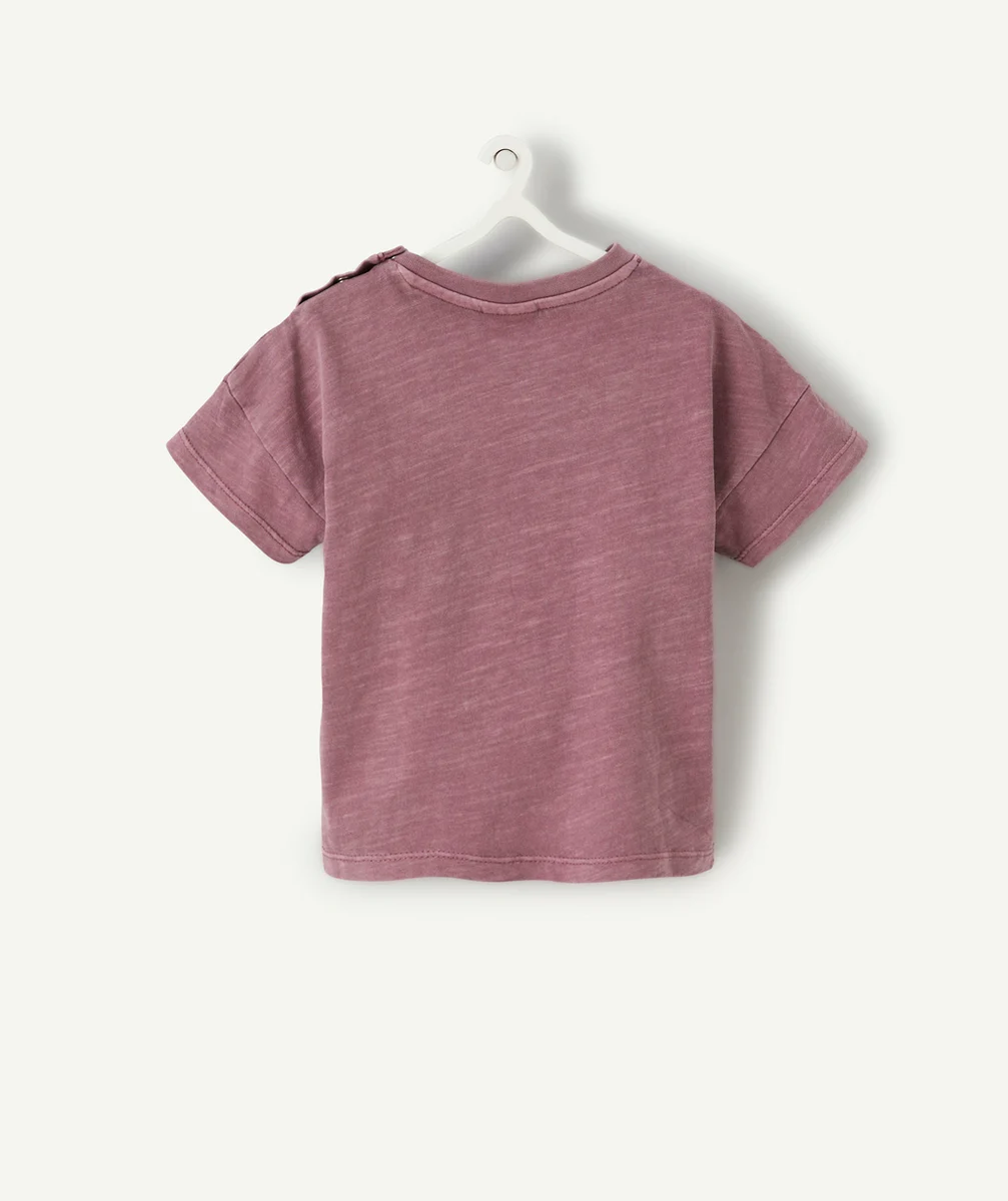 T-SHIRT BÉBÉ GARÇON EN COTON BIO MAUVE AVEC ESCARGOT