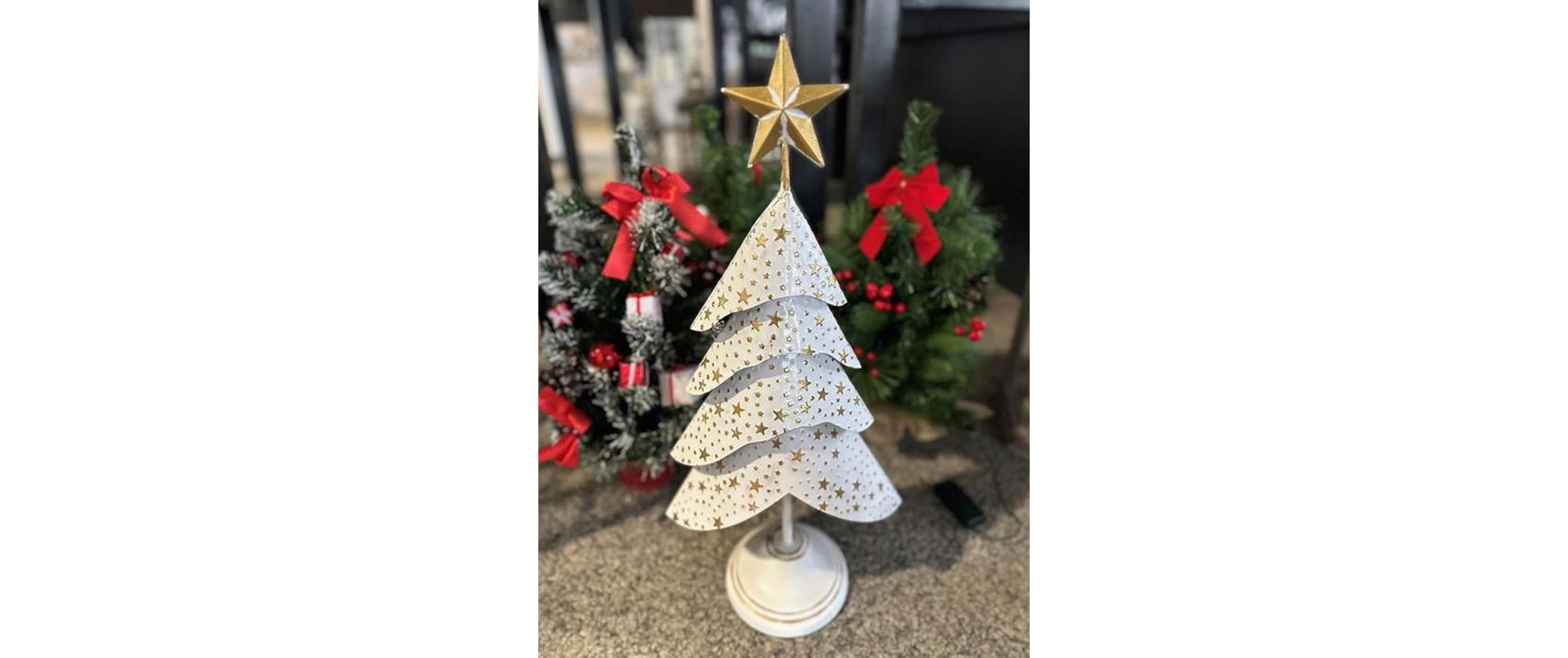 Weihnachtsfigur Christbaum 15 x 26 x 59 cm, Gold/WeissWeihnachtsbaum