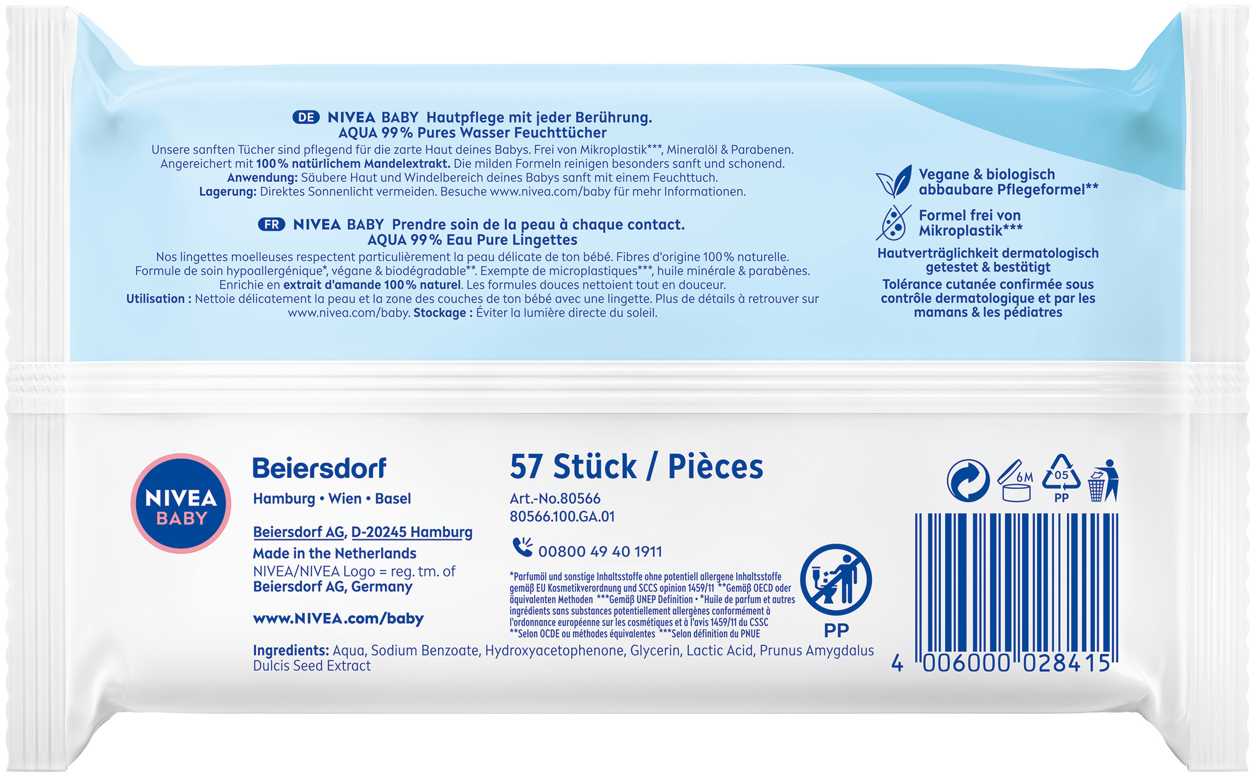 Nivea BABY Feuchttücher Aqua Btl 57 Stk