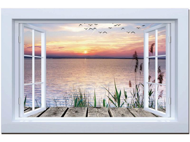Dameco LED Wandleuchte Bild Fenster auf Steg LED Canvas