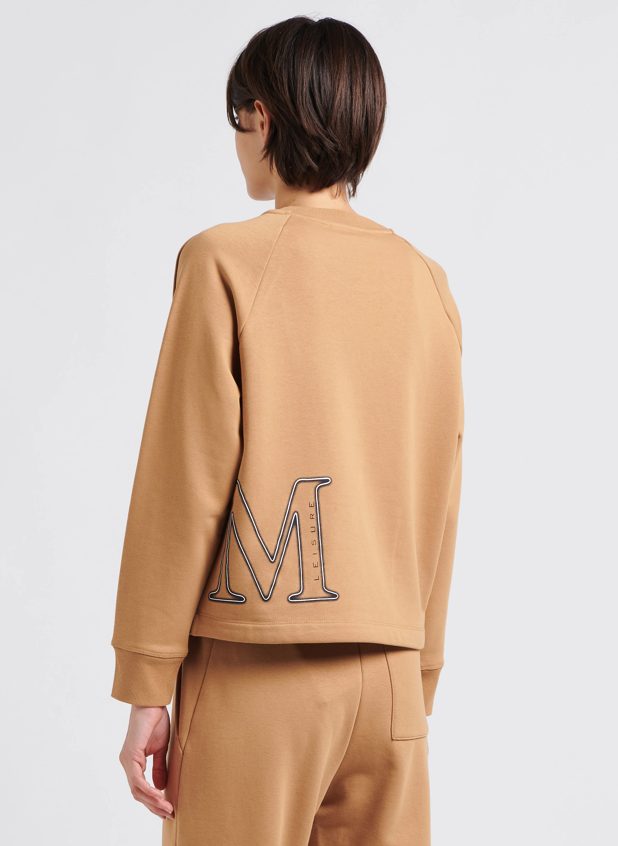 BONA - Sweat court col rond en coton mélangé| Beige