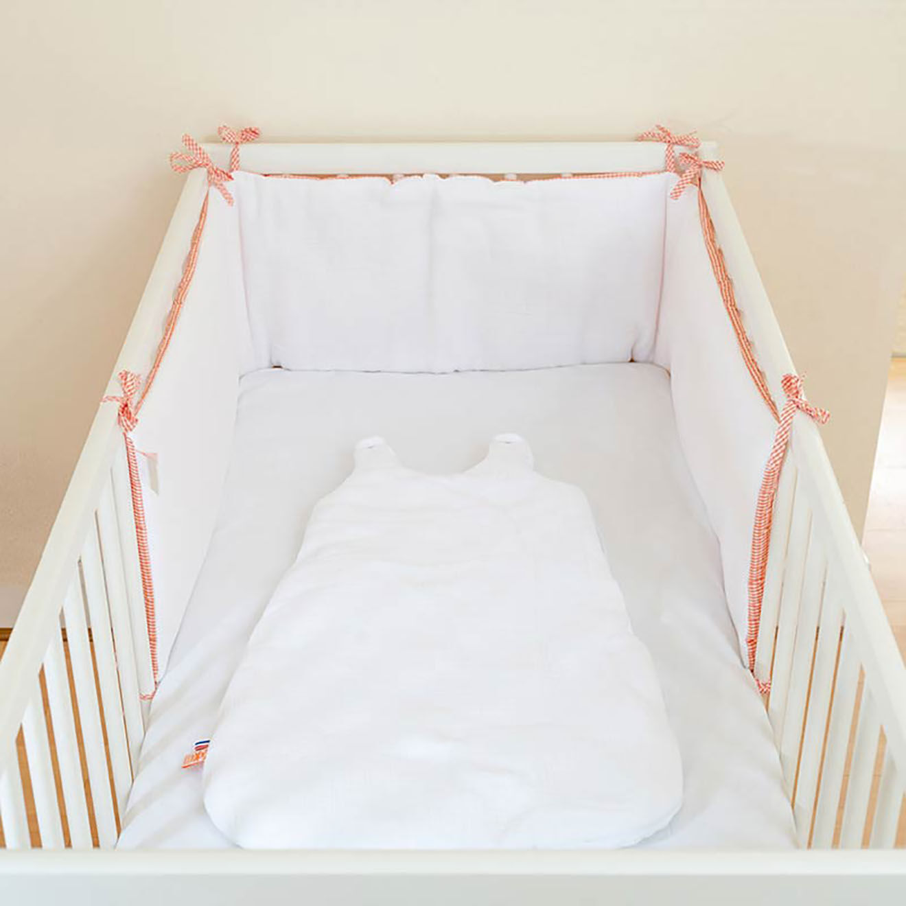 Papate Tour de Lit en Coton Bio blanc - 30x190 cm
