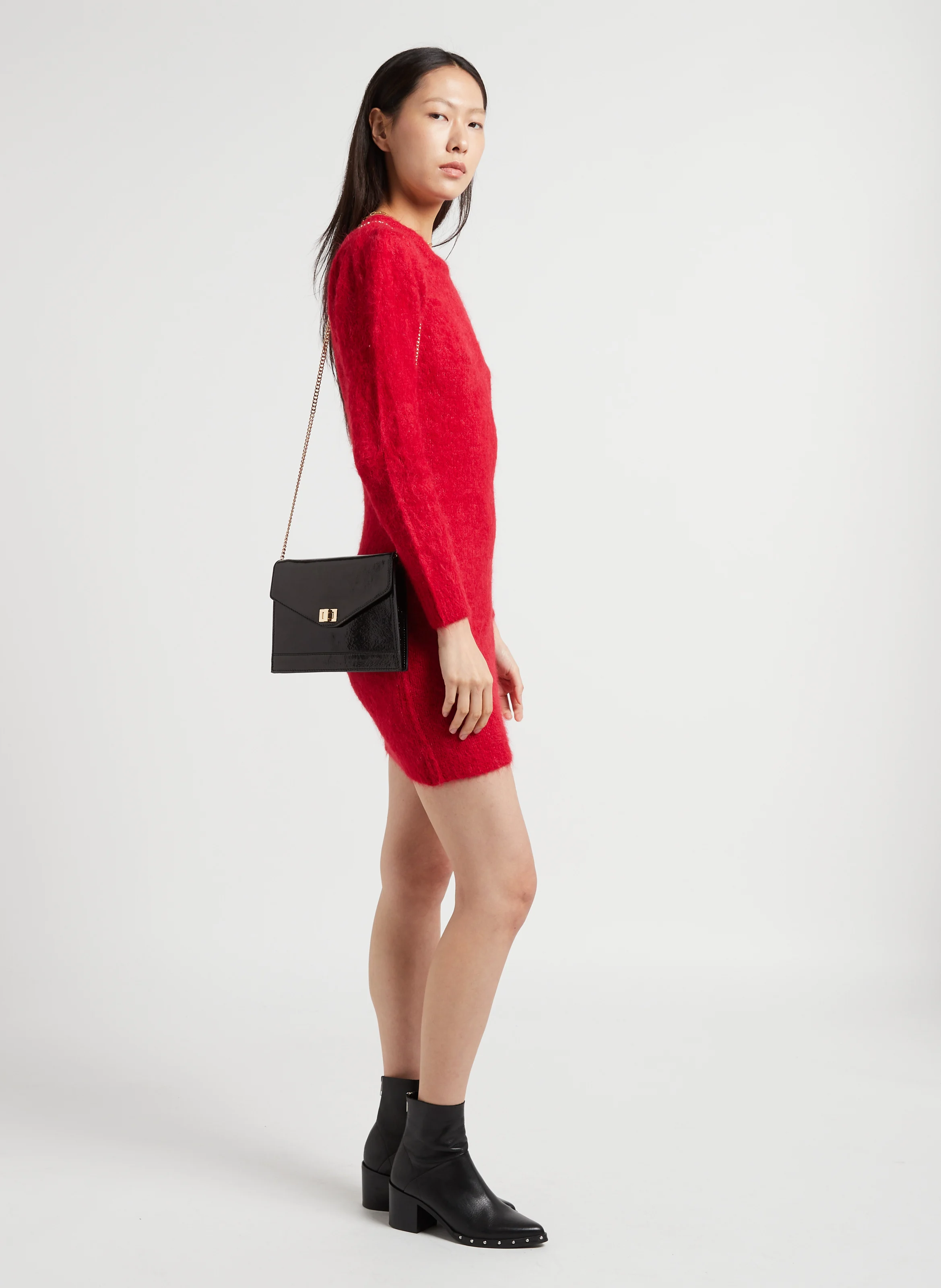 ALIETI - Pochette en cuir verni| Noir