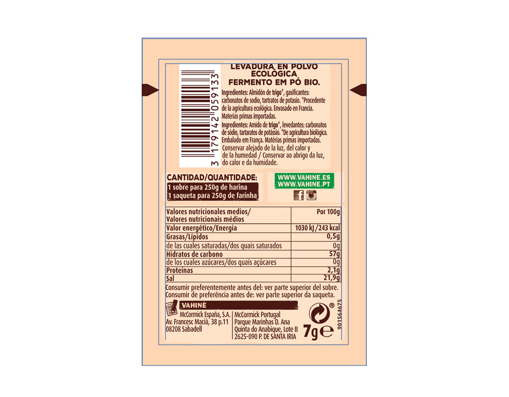 FERMENTO VAHINÉ BAKING POWDER BIO 35G