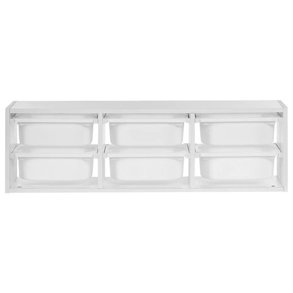 TOBIN - Wandplank met 6 dozen - Wit - Vezelplaat