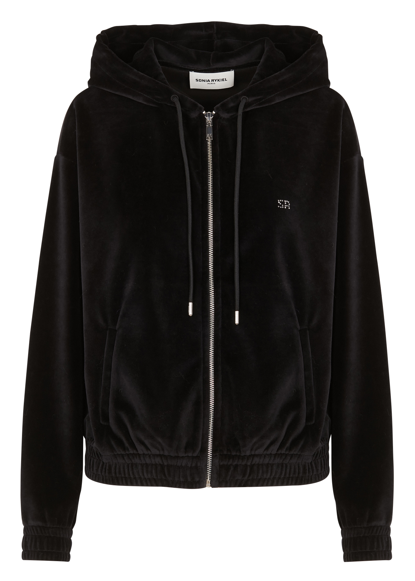Sweat à capuche zippé en coton mélangé| Noir