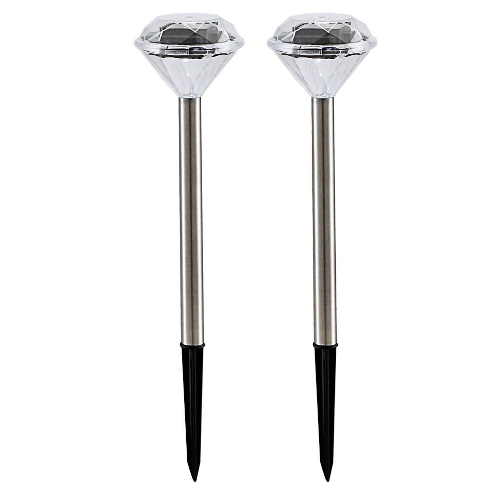 2er Set LED Solar Steckleuchte, Diamant Design, H 34 cm