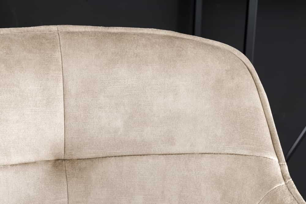 Design Barhocker EUPHORIA champagner greige Samt schwarze Metallbeine Barstuhl mit Lehne