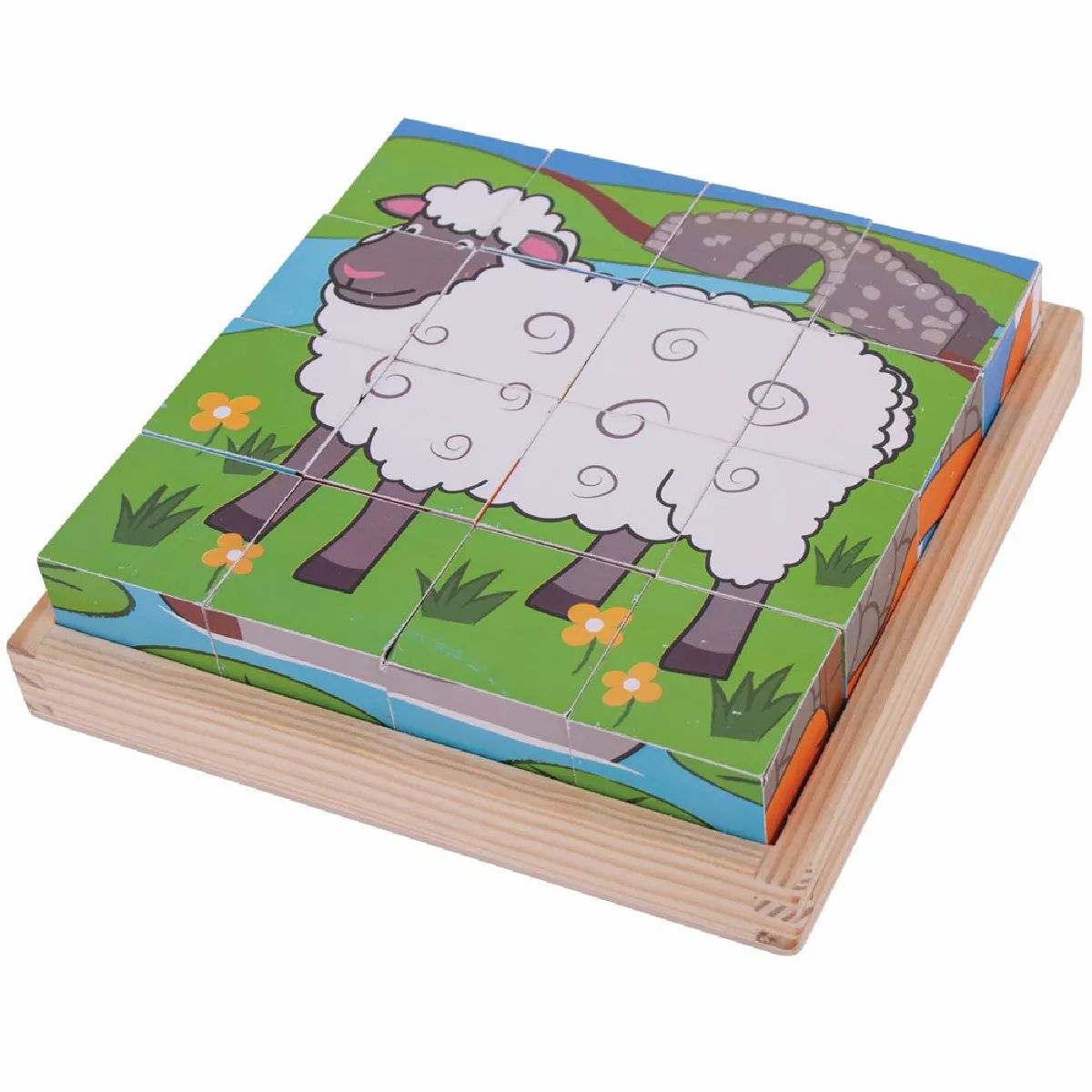 Bigjigs Toys Puzzle Cube Ferme en Bois