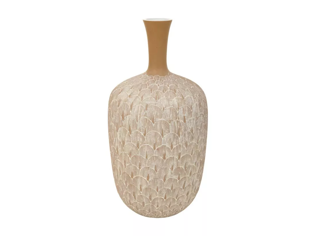 Vase en polyrésine blanche 21,5x21,5x41h