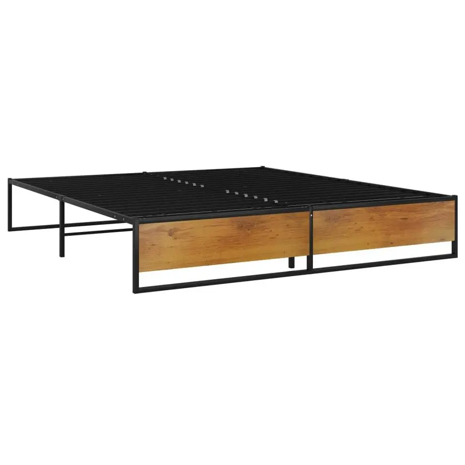 vidaXL - Bed frame - Zwart - Metaal en MDF - 140x200 cm