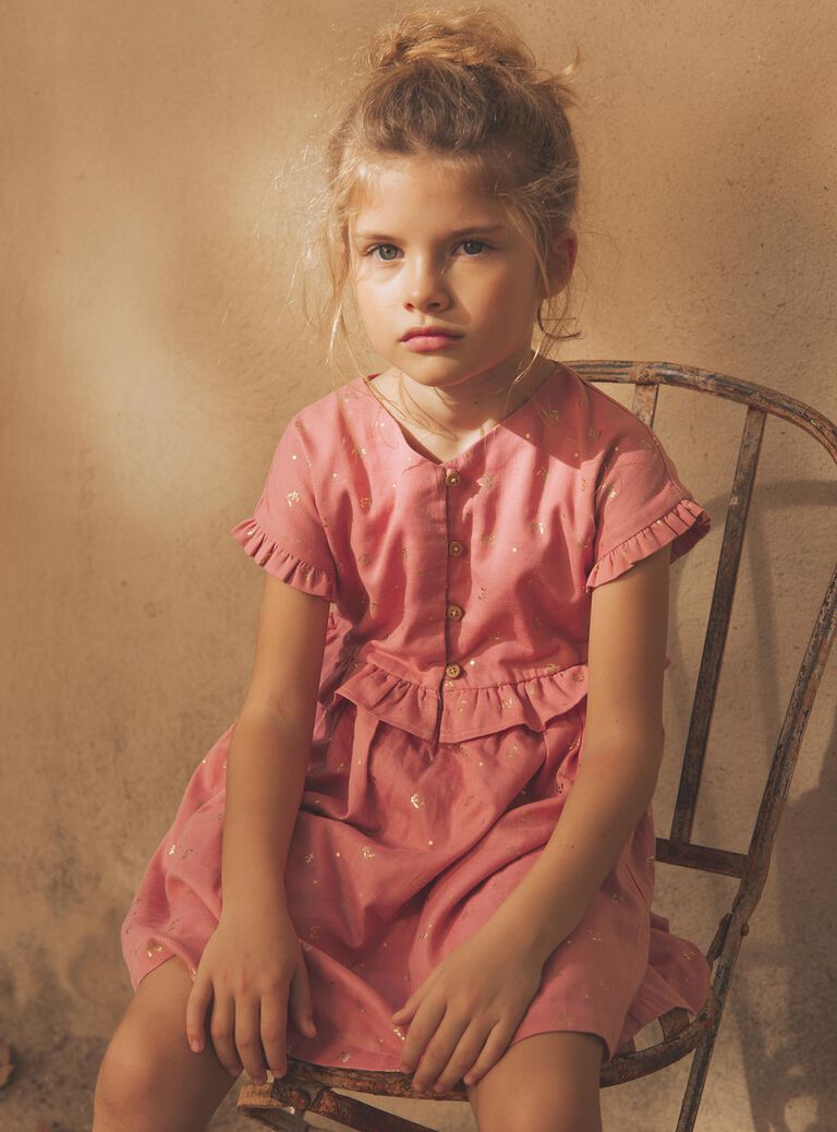Robe vieux rose à fleurs
