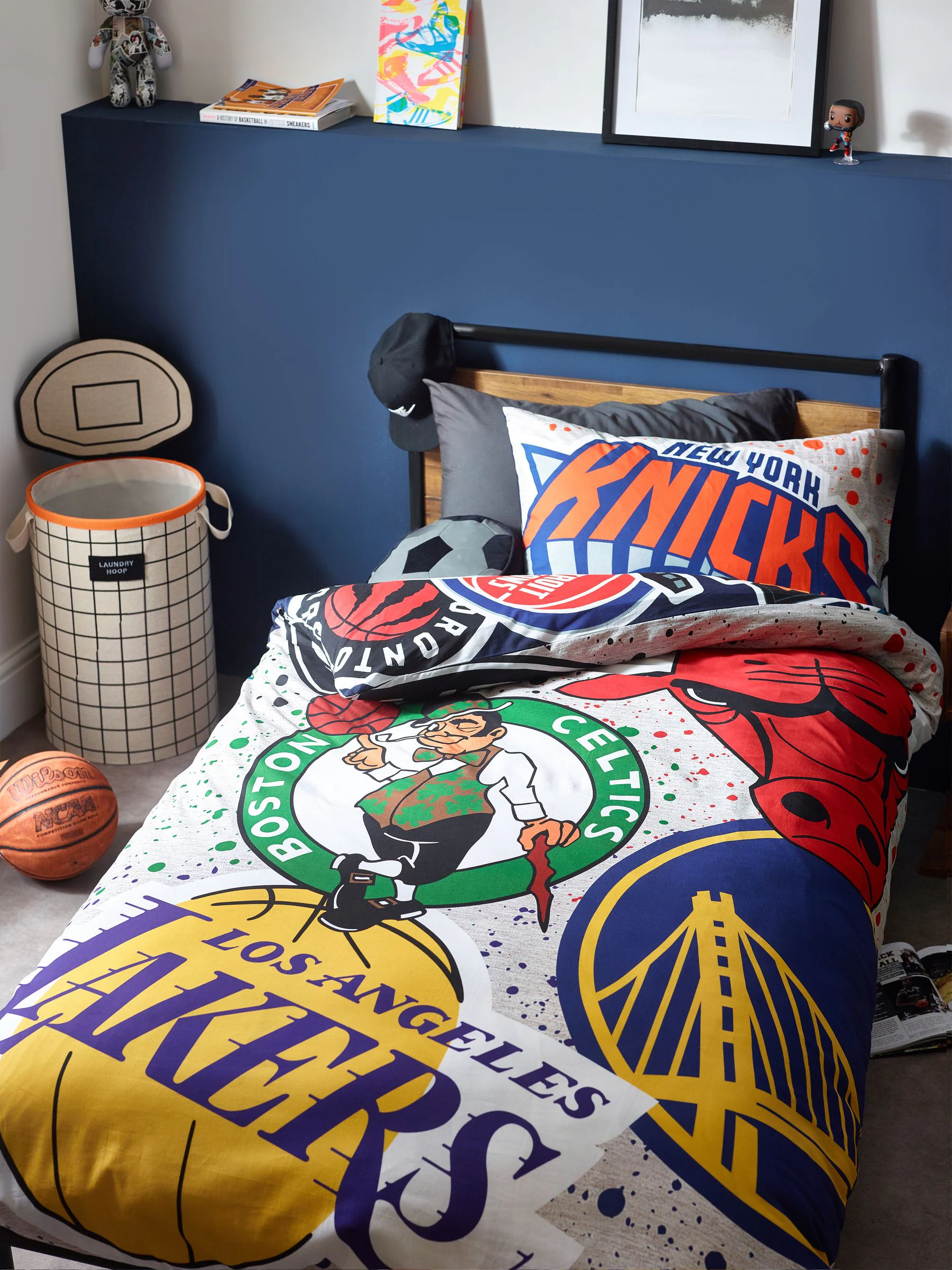 NBA 100% katoenen Dekbedovertrek en kussensloop Set voor eenpersoonsbed