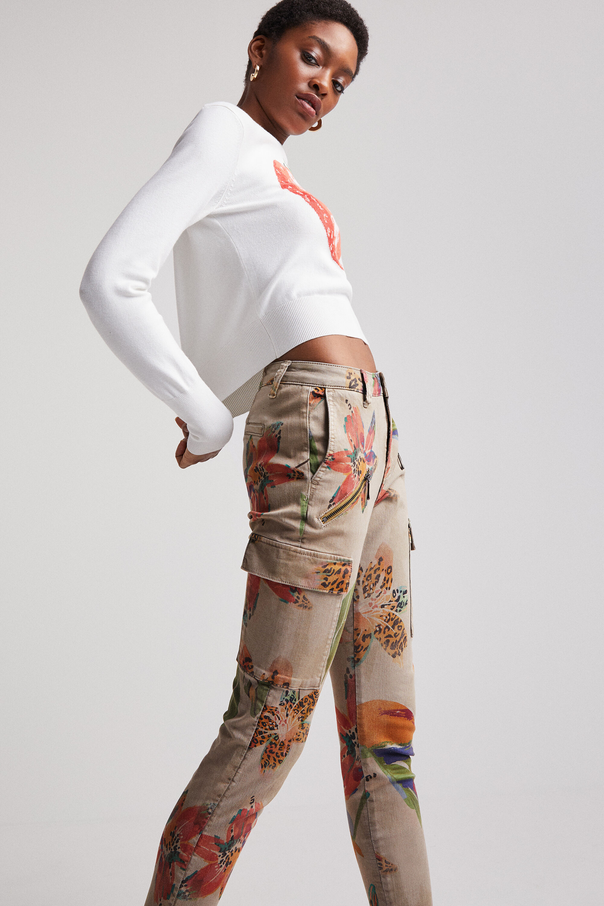 Pantalon cargo camoflower