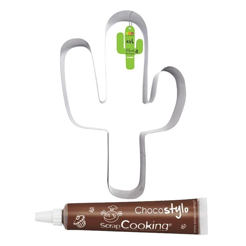 Moule Découpoir XXL Cactus + 1 Stylo chocolat Scrapcooking