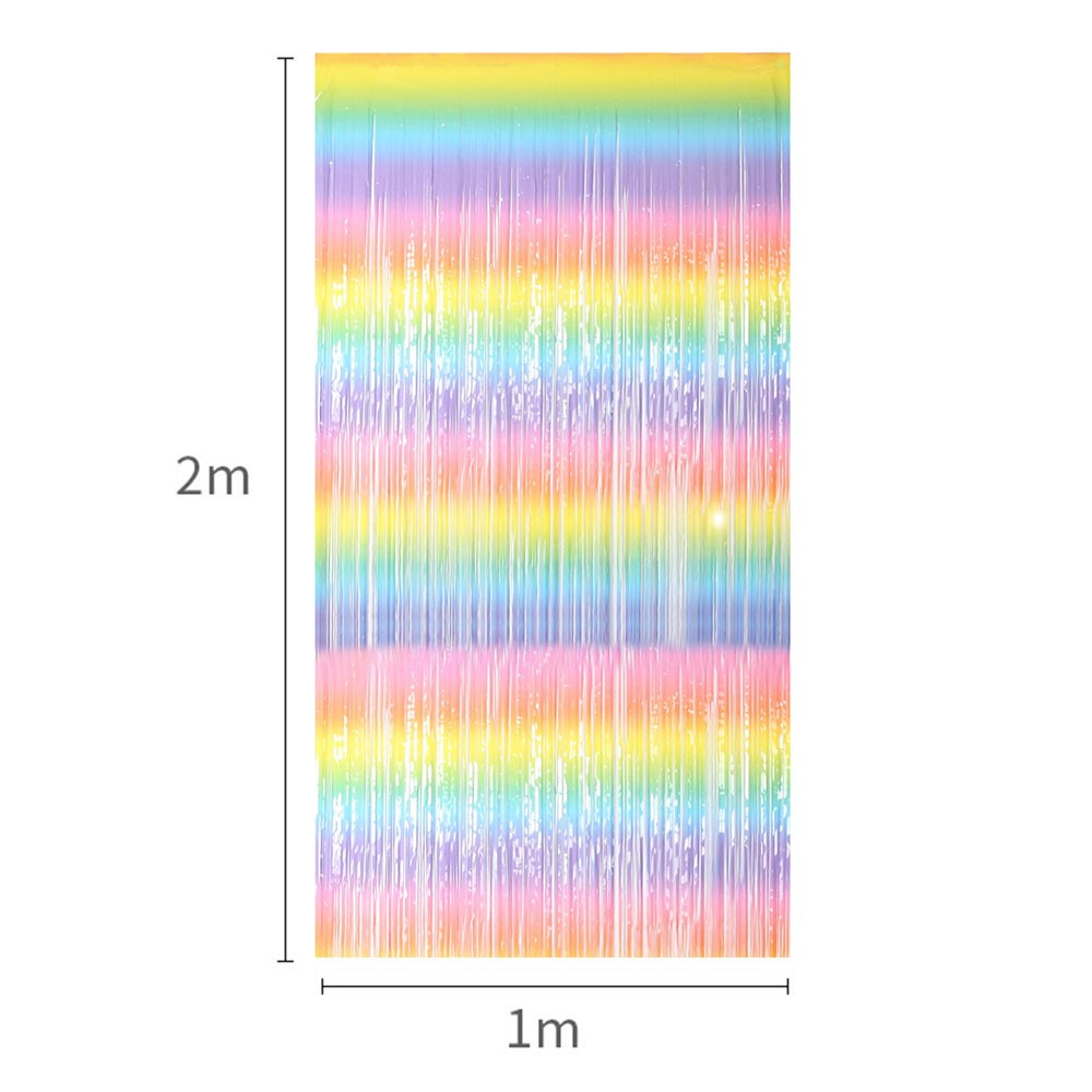 (2x1m) Party Deko Lametta Vorhang Glänzender Fransen Vorhang Foto Hintergrund - Regenbogen