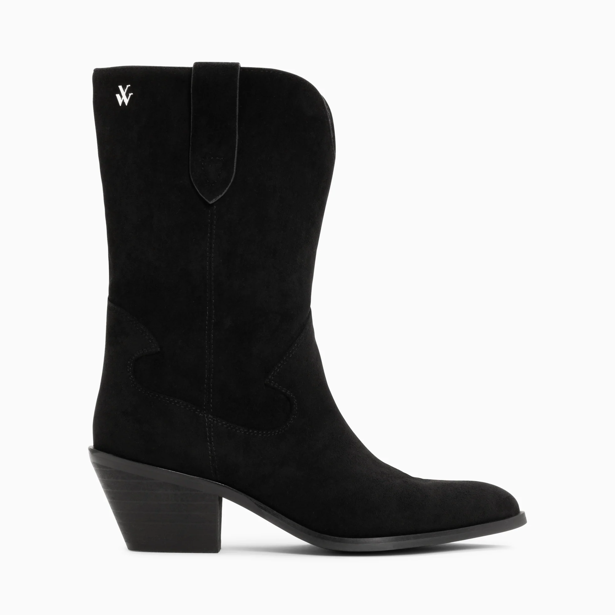 Bottines-Bottines santiags Beverly noires mi-mollet
