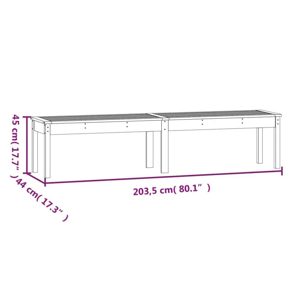 vidaXL - Tuinbank 2-zits - Zwart - Grenenhout - 203.5 x 44 x 45 cm
