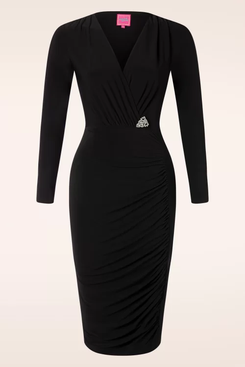 Glamour Bunny Natalie pencil jurk in zwart