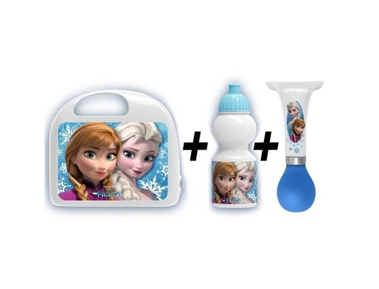 DISNEY - La reine des neiges combo boîte a gouter + bidon + klaxon